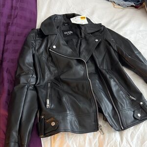 Guess Women's Sleek Black Faux Leather Jacket